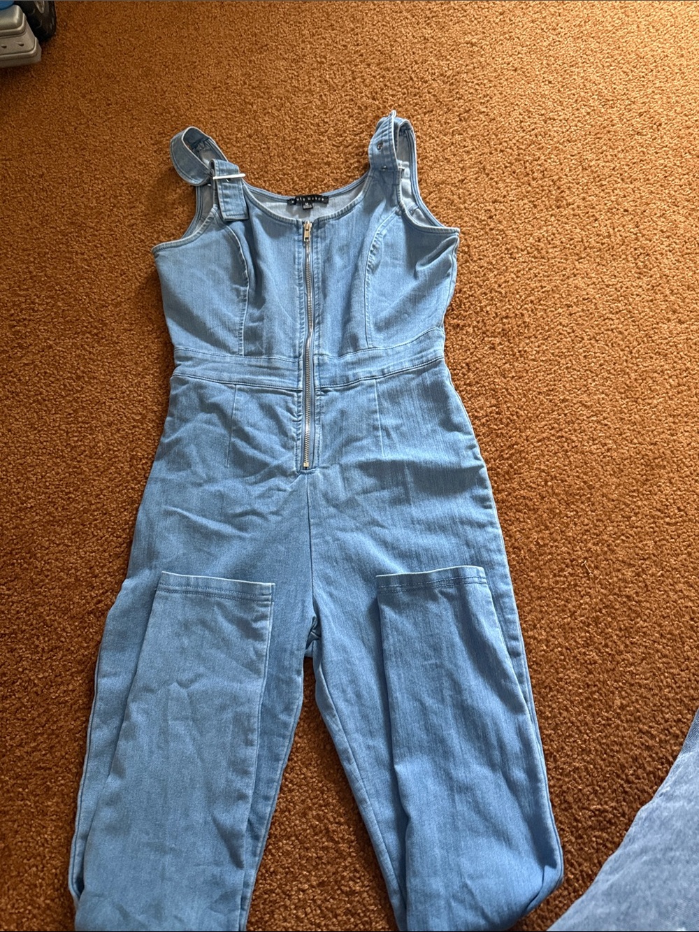 Haut monde Light Blue Denim Utility Jumpsuit for Women